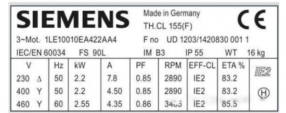 西门子电机铭牌参数有哪些?铭牌参数说明